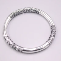 new pure 999 fine silver bracelet 7mm auspicious clouds pattern monkey king bar cuff bangle 60 64mm about 64 68g