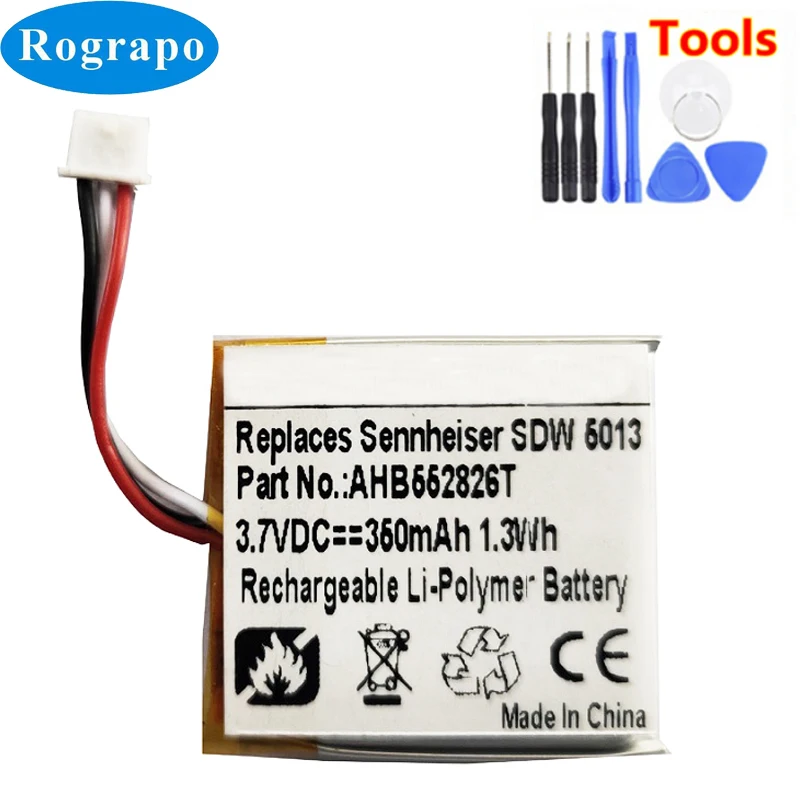 Новый 3 7 V 350 мА/ч AHB552826T Замена Батарея для Sennheiser ТБО 5013 5014 5015 5016 аккумуляторная