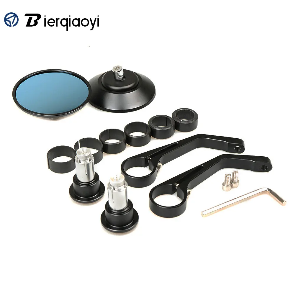 

7/8" Round Motorcycle Rear View Mirrors 22mm Motorbike Handle Bar End Rear View Mirrors Black CNC Cafe Racer Mirror for Harley