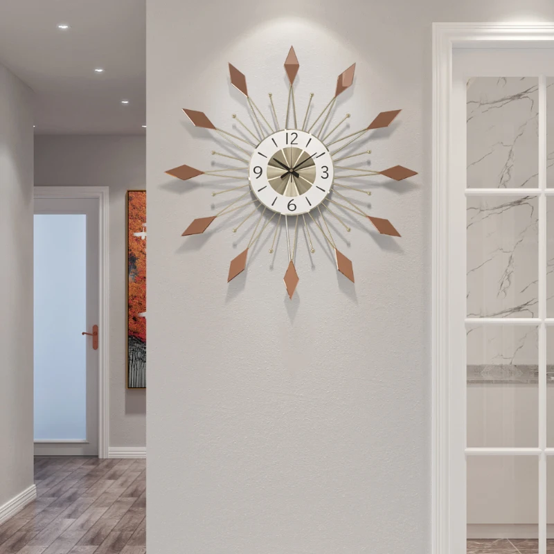 

Creative Large Wall Clock Metal Simple Luxury Novelty Metal Wall Watch Modern Living Room Zegar Scienny Home Decor