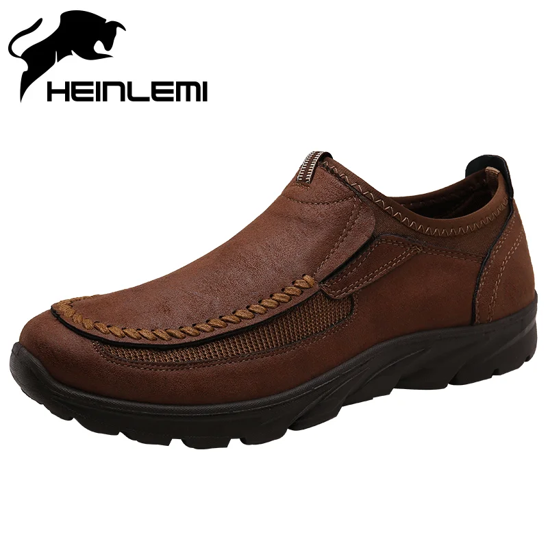 HEINLEMI/кожаные лоферы мужские кроссовки Новая модная мужская повседневная обувь