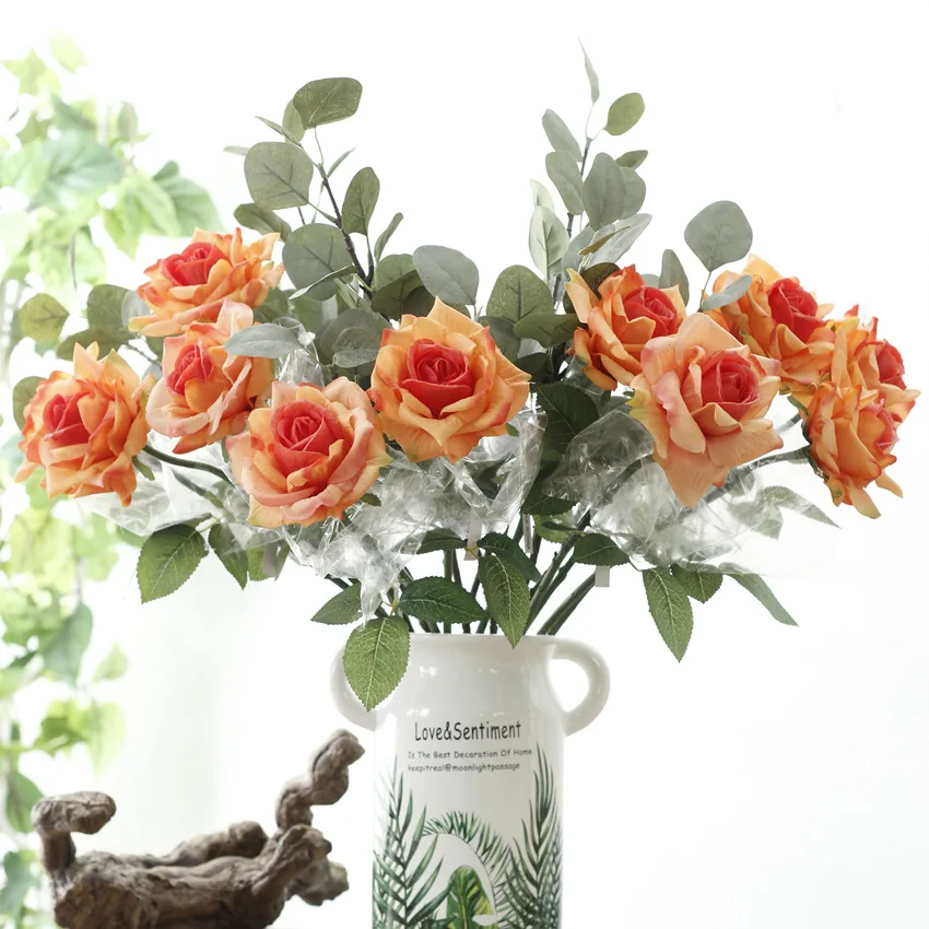 Реальное прикосновение Большой розы Искусственные цветы ветви для свадебного