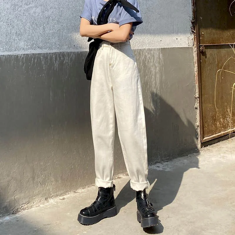 

Loose Straight-leg Jeans Women Pants Autumn/winter High-waisted Thin Daddy Carrot Harlan Denim Clothes Vintage Streetwear