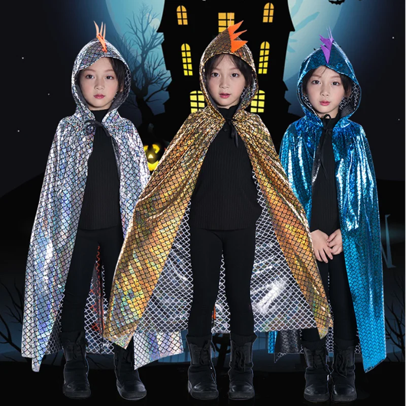 Рождественский Дракон-динозавр 110 Плащ Хэллоуин Карикатура Косплей Костюм с капюшоном для мальчиков и девочек, Анимационные супергерои на вечеринке.