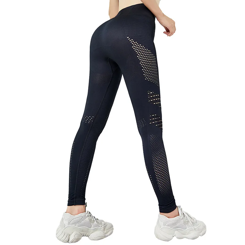 

SALSPOR Fitness Leggings Women High Waist Cutout Breathable Mesh Slim Jeggings Feminine Workout Buttocks Push Up Legging Female