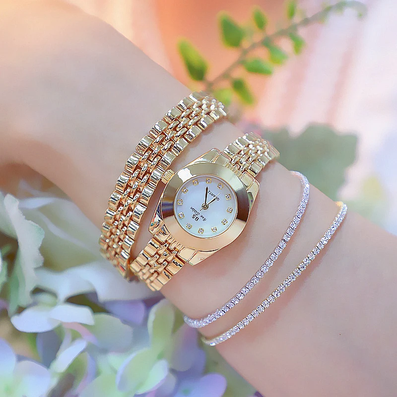 Часы наручные BS женские Брендовые повседневные модные золотистые и цветные для