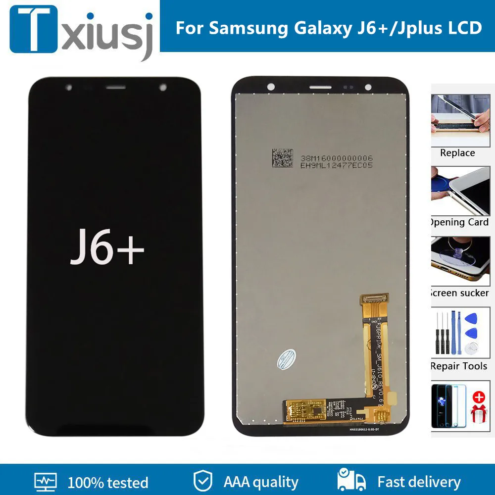 ЖК дисплей AMOLED для Samsung Galaxy J6 + J610 J610F J610FN с сенсорным экраном и дигитайзером в