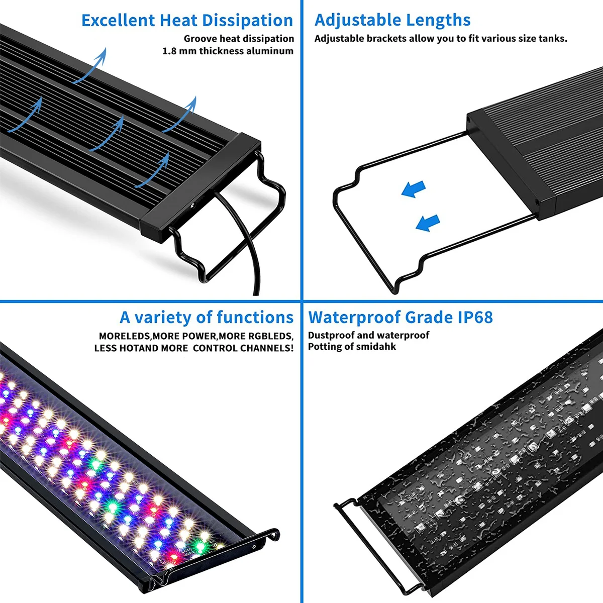 WRGB-luz LED para acuario, l&aacute;mpara subacu&aacute;tica con temporizador, impermeable, para decoraci&oacute;n de acuarios, luces plantadas, 120cm-5