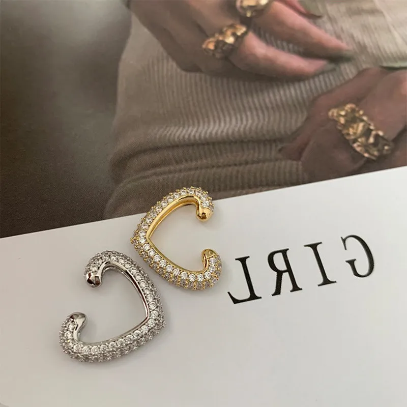 Hip Hop Trend Delicate Love Heart No Puncture Ear Bones Clip Punk Girls Fashion Design Zircon Earrings Married Party Jewelry Gif | Украшения