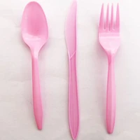 16pcs pink disposable plastic utensils forks knife spoontableware girl birthday party supplies