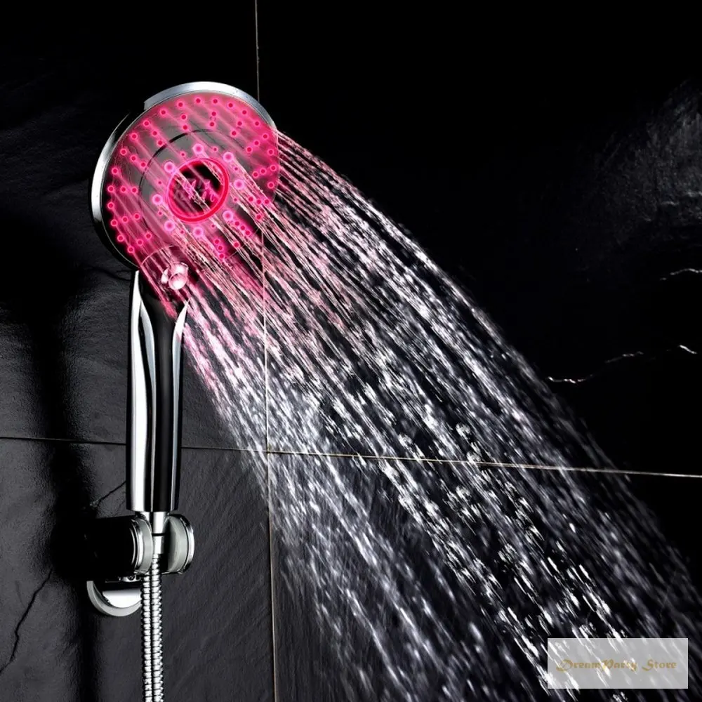 Ручная Лейка для душа цифровой фотораспылитель светодиодный светильник 3 режима