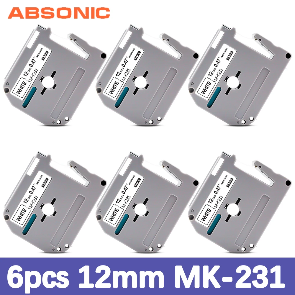 

Absonic 6PK 12 мм этикетка Совместимость Брат M лента M-K231 MK231 M-231 M231 для Brother PT-M95 PT-90 PT-80 PT-65 PT-85 этикетировщик
