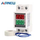 Многофункциональный цифровой измеритель переменного тока, вольтметр-амперметр, диапазон измерения 0-100 А, 60 А, с красным и зеленым светодиодом, DIN-рейка