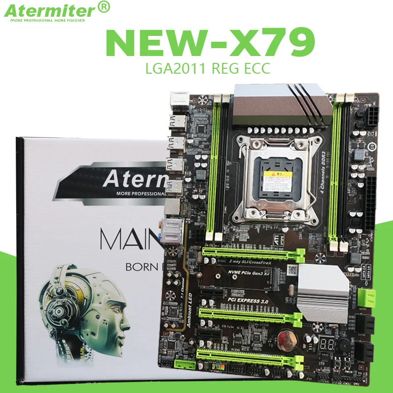 Atermiter X79 Turbo материнская плата LGA2011 ATX combos E5 1650 C2(4 шт. x 8 ГБ) 32 Гб 1600 МГц PC3 12800R PCI-E NVME M.2 SSD USB3.0