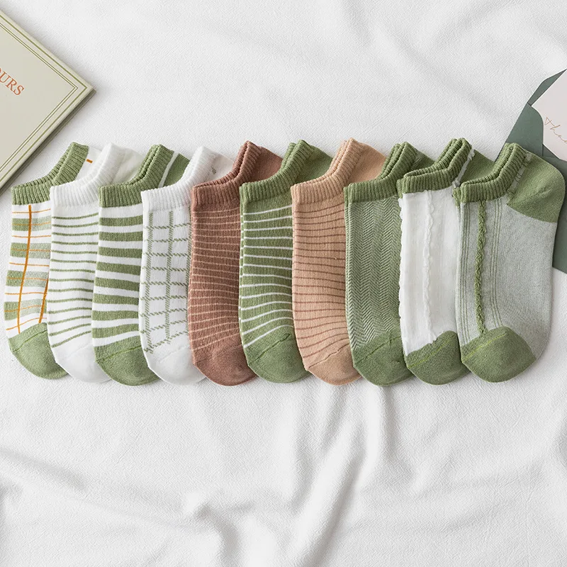 

Ankle socks cute striped cool green avocado kawaii harajuku women cotton chaussette femme sock designer short medias sokken
