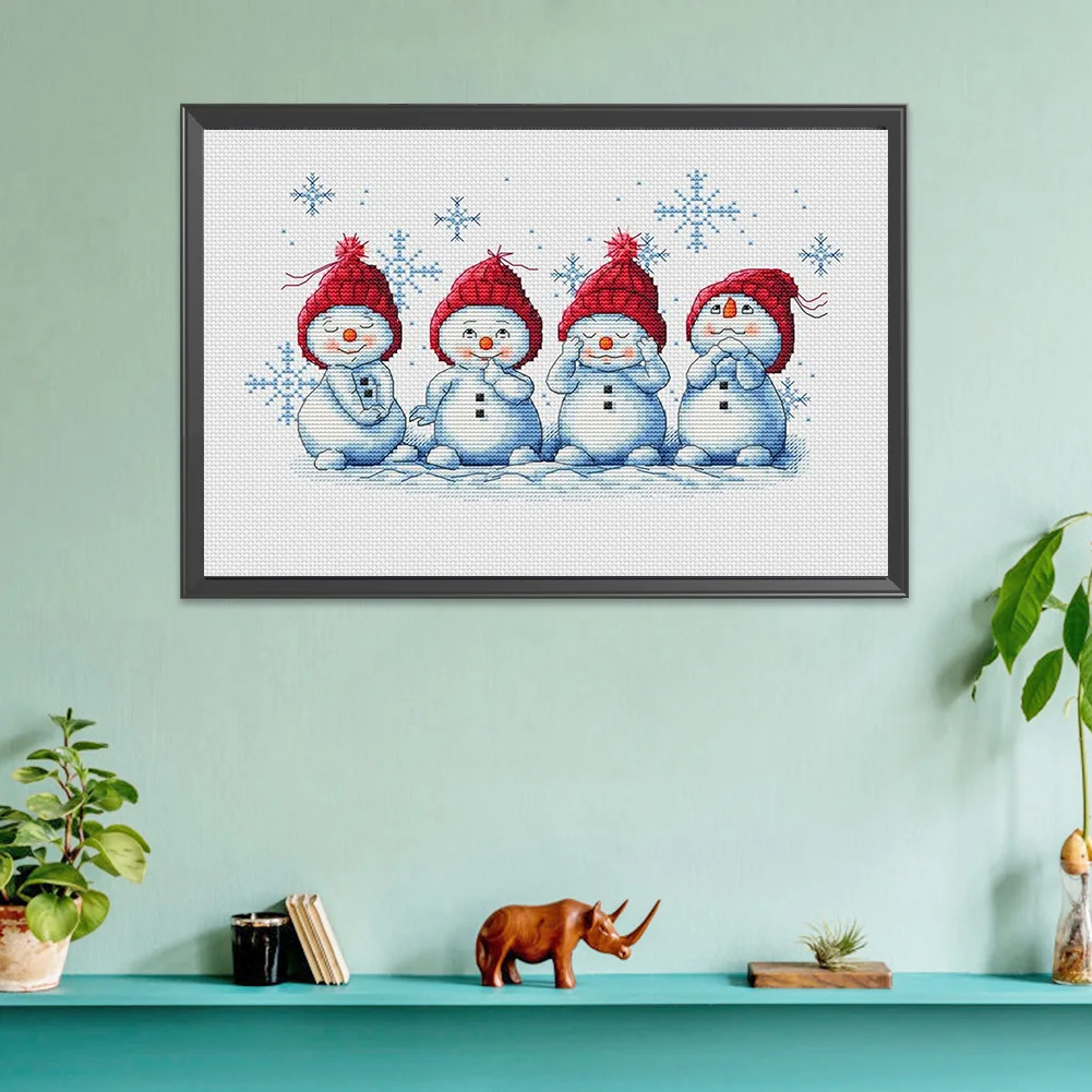 11CT штампованный DIY Снеговик наборы для вышивки крестиком искусство на холсте