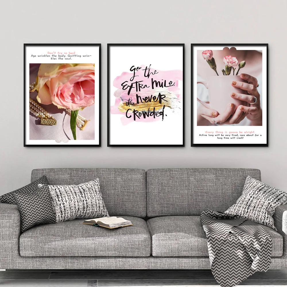 

Fashion Girl Flower Quotes Landscape Wall Art Canvas Painting Nordic Posters and Prints Wall Pictures For Living Room Home Decor