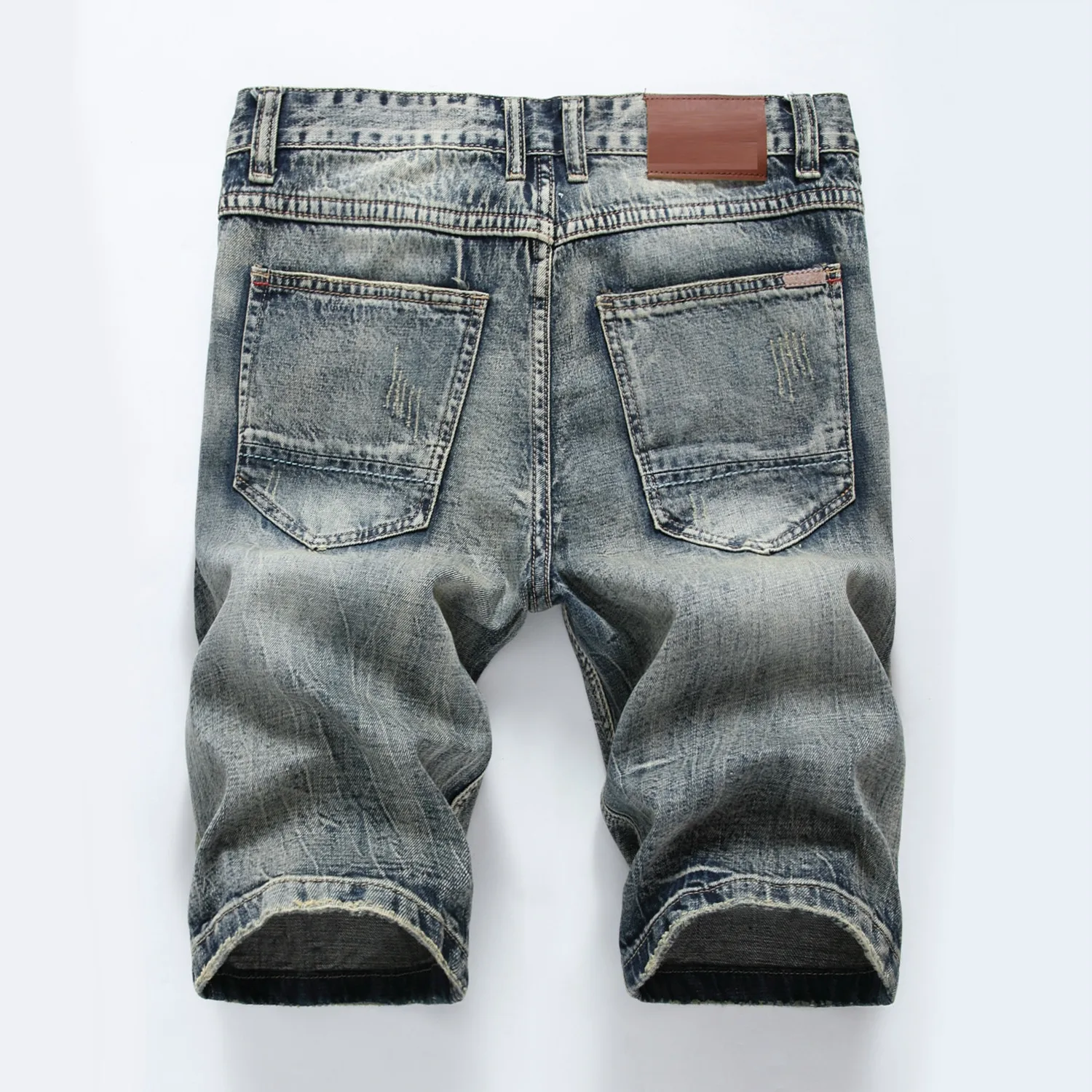 Мужские Винтажные джинсовые шорты с дырками синие светло-голубые темно-серые