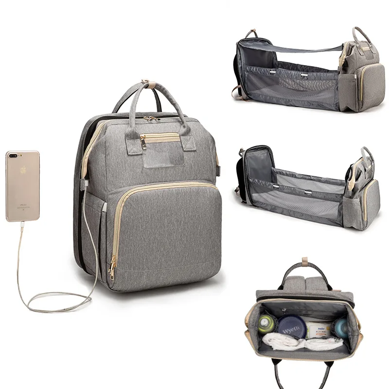 

Baby Diaper Bags Fashion Portable Baby Folding Bed Mummy Bag Large Capacity Multifunction Travel Stroller Bag