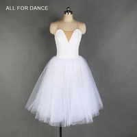 white camisole ballet dance tutu velvet leotard dress with layers of soft tulle romantic tutus performance costume 20137
