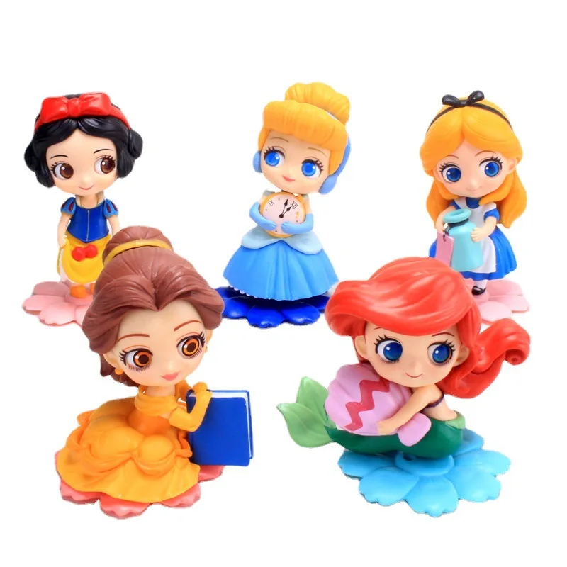 

5 стилей Disney Принцесса Снежный колокольчик Русалка Алиса ПВХ Аниме Куклы Фигурки Коллекционная модель детские игрушки подарок запеченный т...