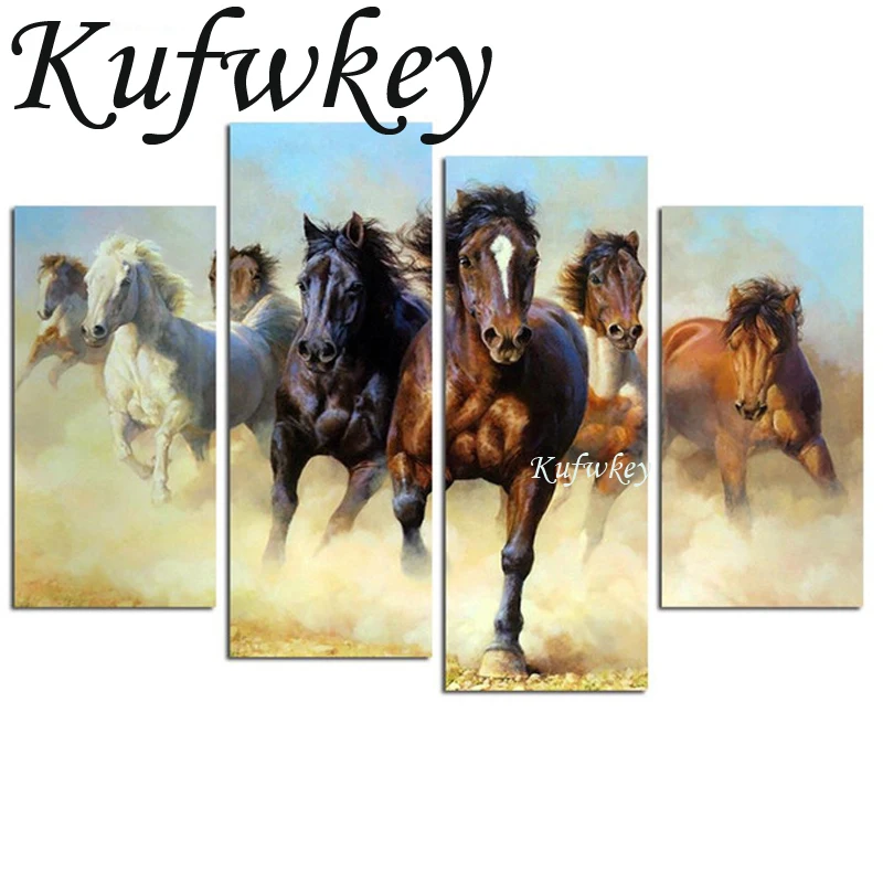 

4pcs/set,Diamond Embroidery 5D DIY Diamond Painting horse wall Decor,Diamond mosaic Cross Stitch kits Rhinestone Decoration