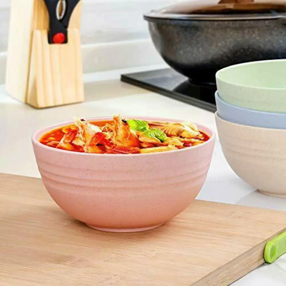 

1pc Wheat Straw Fiber Bowls Eco-friendly Salad Food Large Bowls Degradable Bowls Kitchen Cereal Unbreakable R5u7