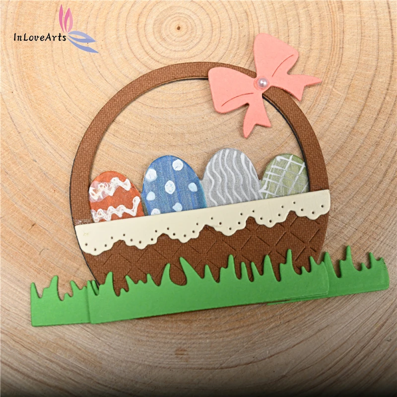

InLoveArts Easter Egg Basket Metal Cutting Die Cut Scrapbooking Craft Handmade Card Art Crafts Stencils Knife Mould Bow Die Cut