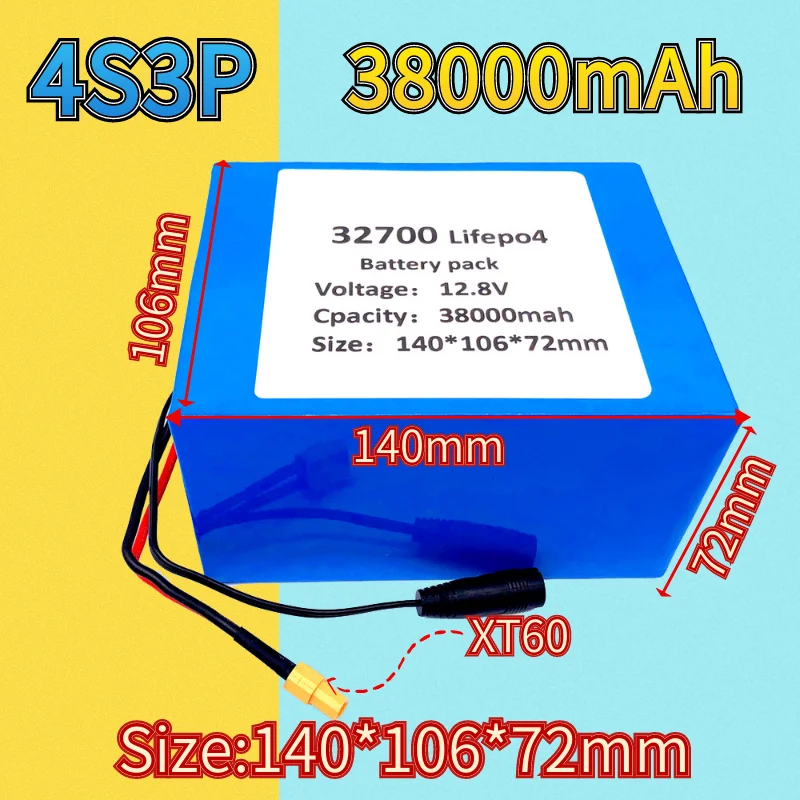 Аккумулятор Lifepo4 32700 4S3P 12 8 в 38 А · ч 4S 40A 100A сбалансированный блок питания для