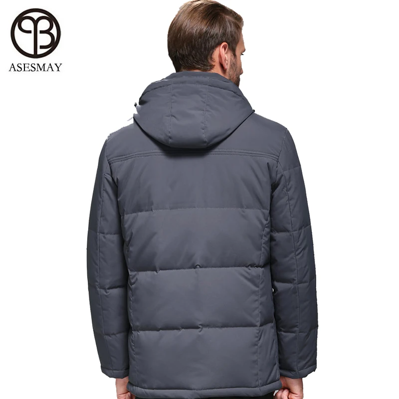 Asesmay brand men down coat for winter jackets thick warm parkas hoodies detachable hat waterproof casual coats | Мужская одежда