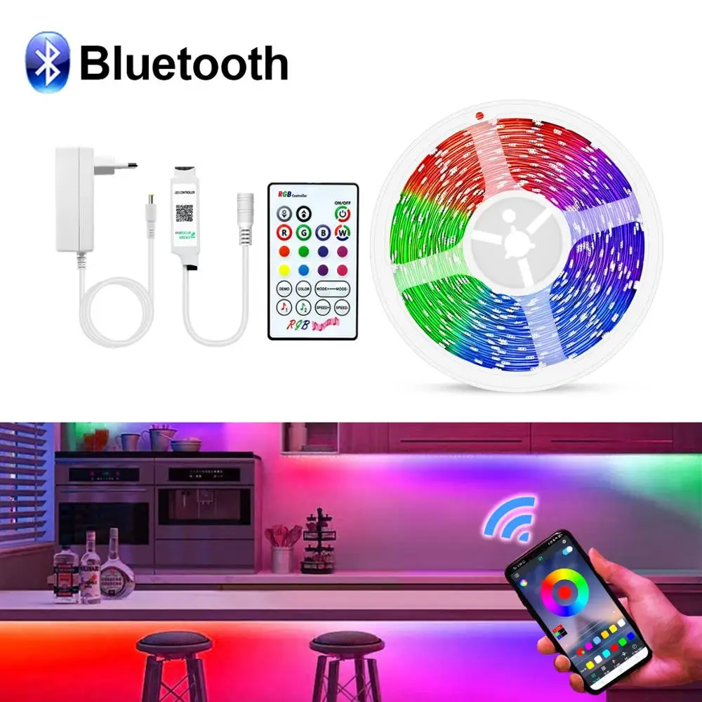 Bluetooth светодиодный светильник 5050 12 в 1 м/2 м/3 М/4 м/5 м/10 м/15 м RGB неоновый лента