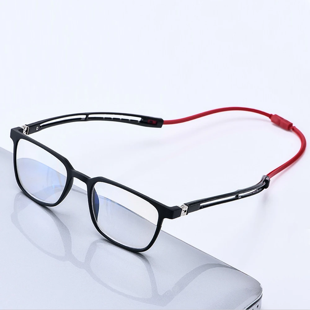 Tr90 Magnetic hanging neck mens reading glasses eyewear women prescription glasses portable presbyopic