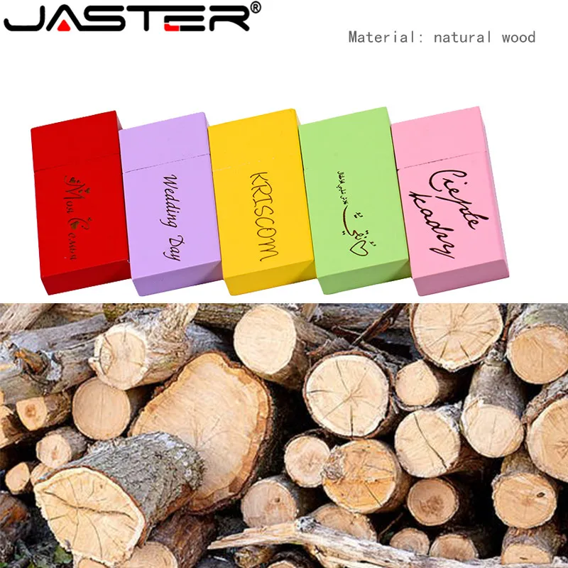USB флеш накопитель JASTER Деревянный Цветной с логотипом на 2 0 8 64 Гб|USB