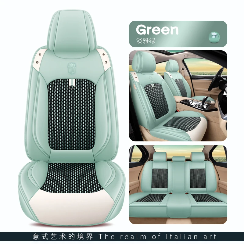 

Car Seat Cover Front/Rear Vehicle Cushion Not Moves Universal Pu Leather Green/Blue Non-Slide For Honda CRV M6 X45
