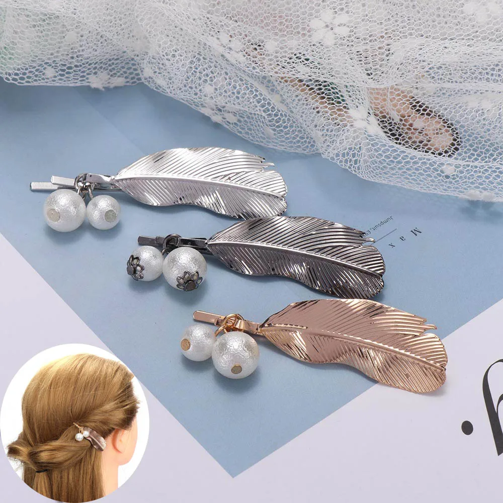 2019 винтажные в виде листика из перьев металлическая заколка для волос стиле панк