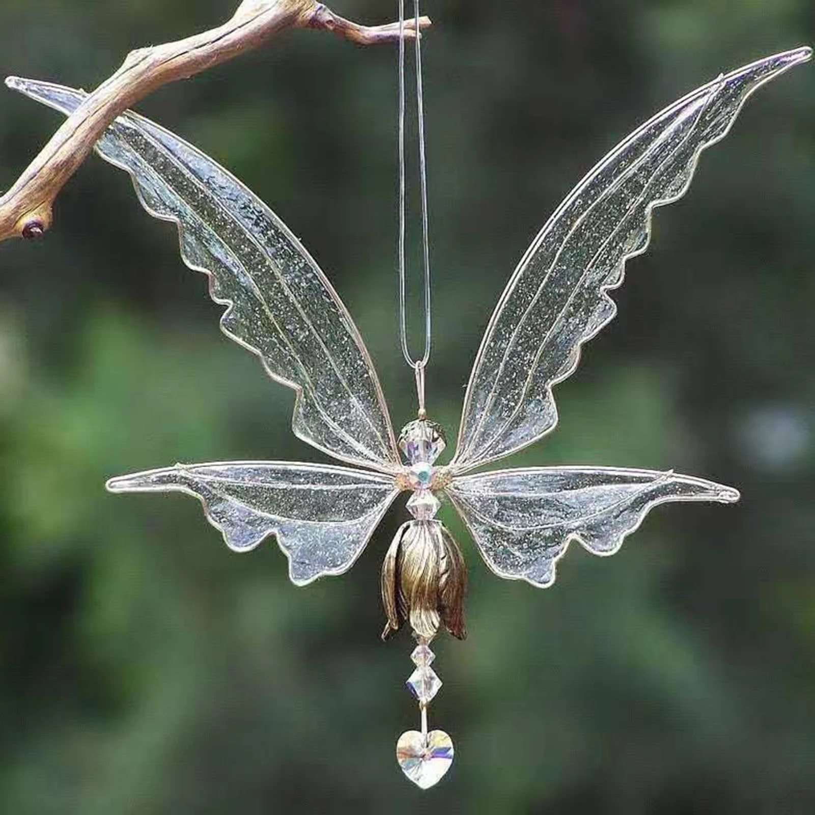 

Garden Art Angel Butterfly Wings Wind Chime Patio Hummingbird Windchime Metal Flying Bird Fairy Hanging Ornaments For Room Decor