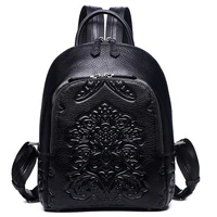 1pcs the new womens leather bag is stylish and the national style is embossed with shoulder bag leather backpack
