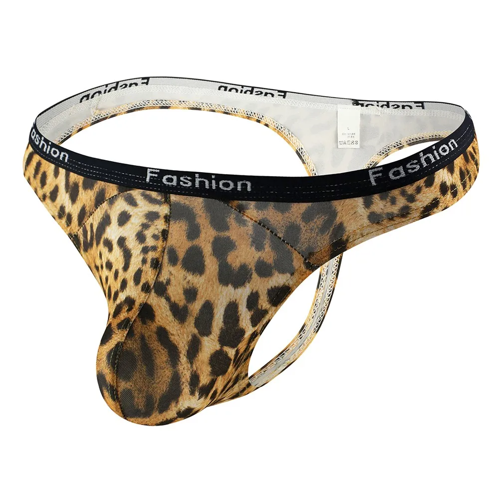 

Leopard Print T Shaped Underwear Male Jockstrap Bikini Briefs Man Thongs And G Strings Sexy U Convex Pouch Men's Underpants A30