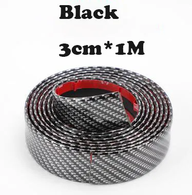 Black 3cm X 1M Углеродное волокно резиновый порог 5D Защитная Автомобильная Наклейка для Toyota Corolla аксессуары e120 аксессуары для салона автомобиля - Название цвета: Black 3cm X 1M