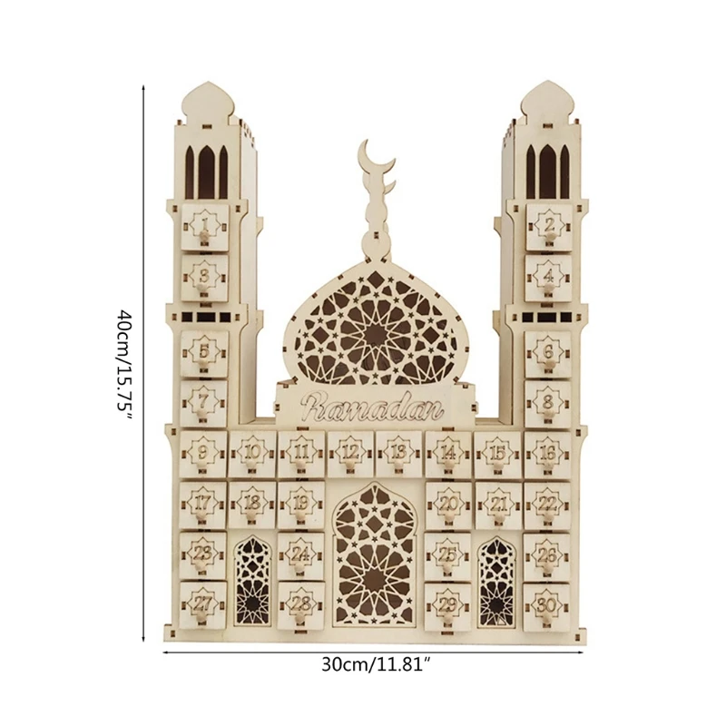 

Eid Mubarak Countdown Calendar DIY Ramadan Ornaments Wooden Drawer Home Party Decoration Crafts