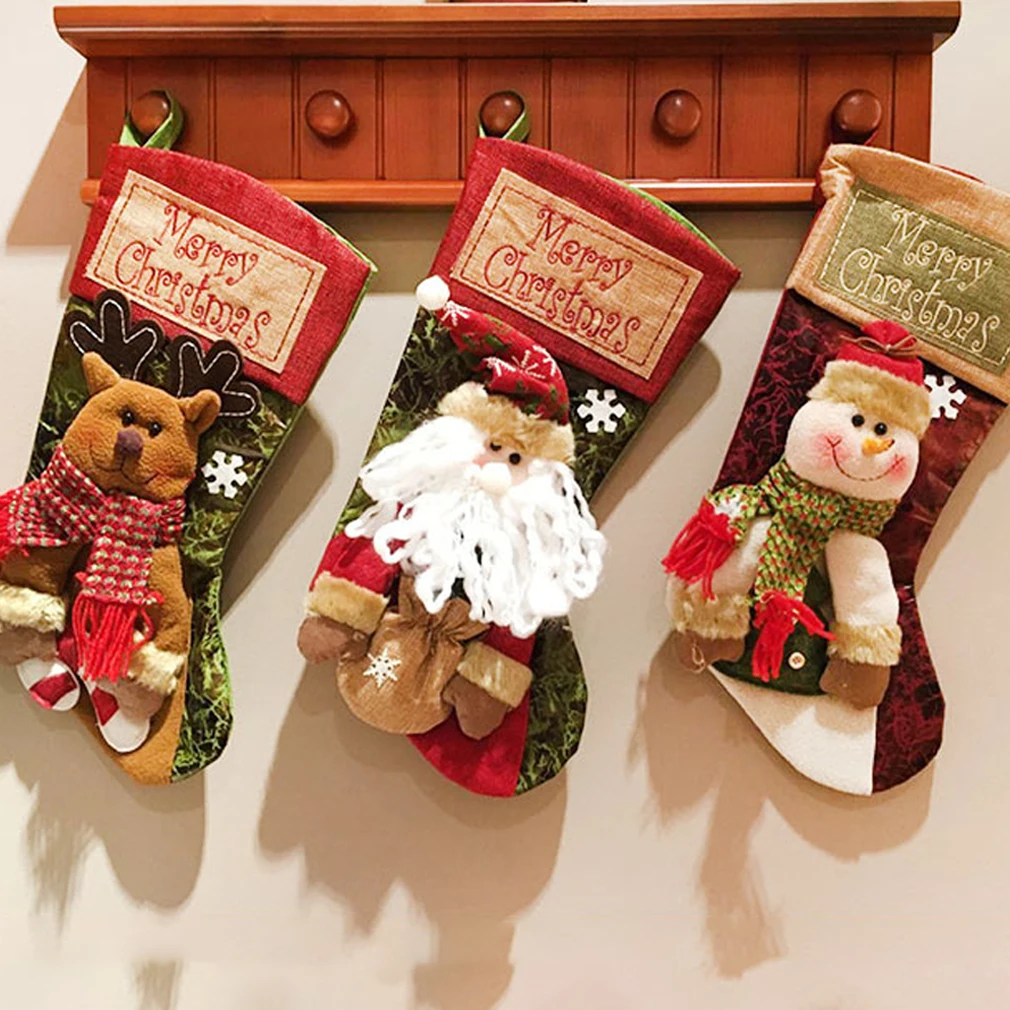 

Christmas Stocking Leather Flannel Santa Snowman Noel Christmas Decorations For Home Navidad Christmas Tree Decor New Year 2022