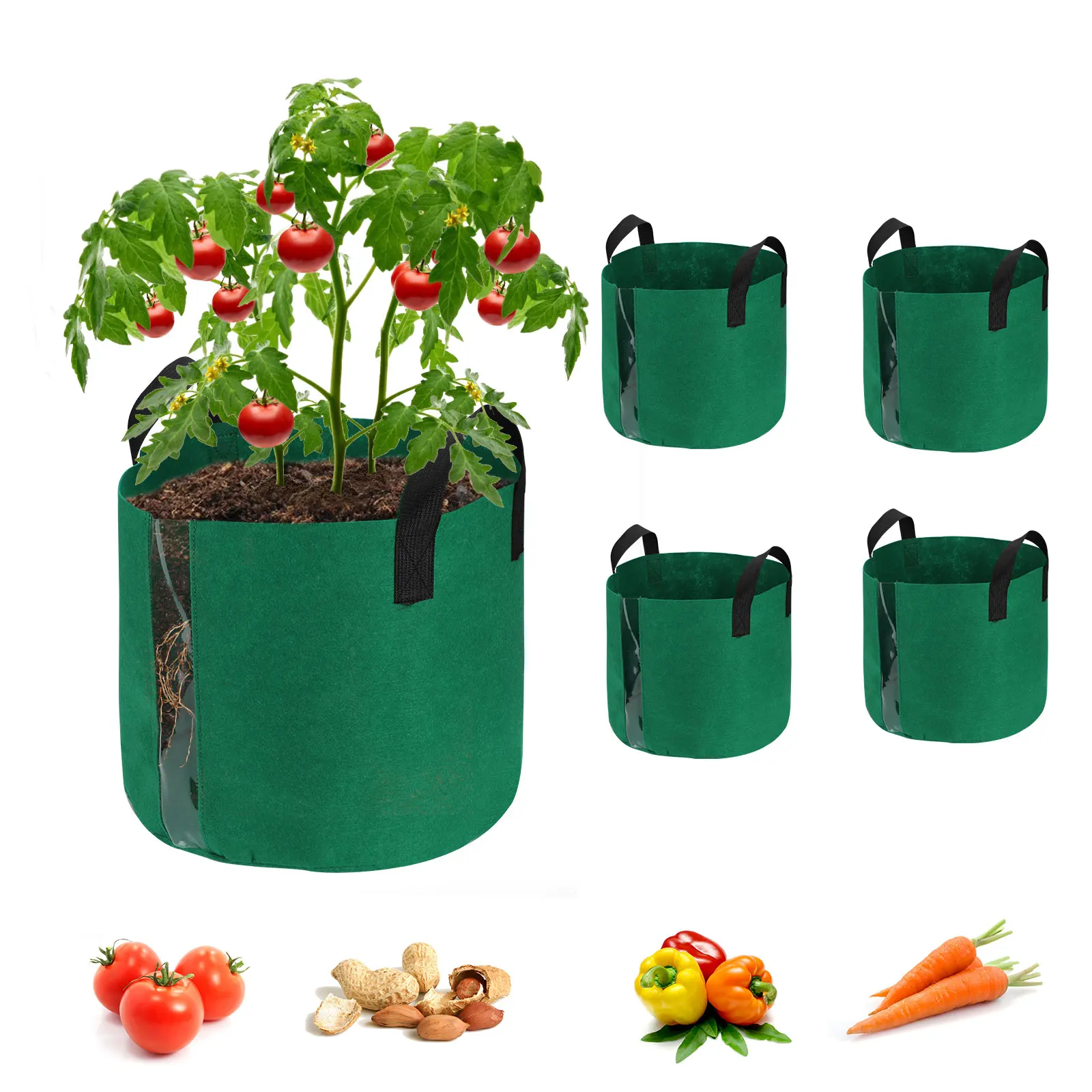 

5 шт., мешки для выращивания овощей и цветов, из нетканого материала