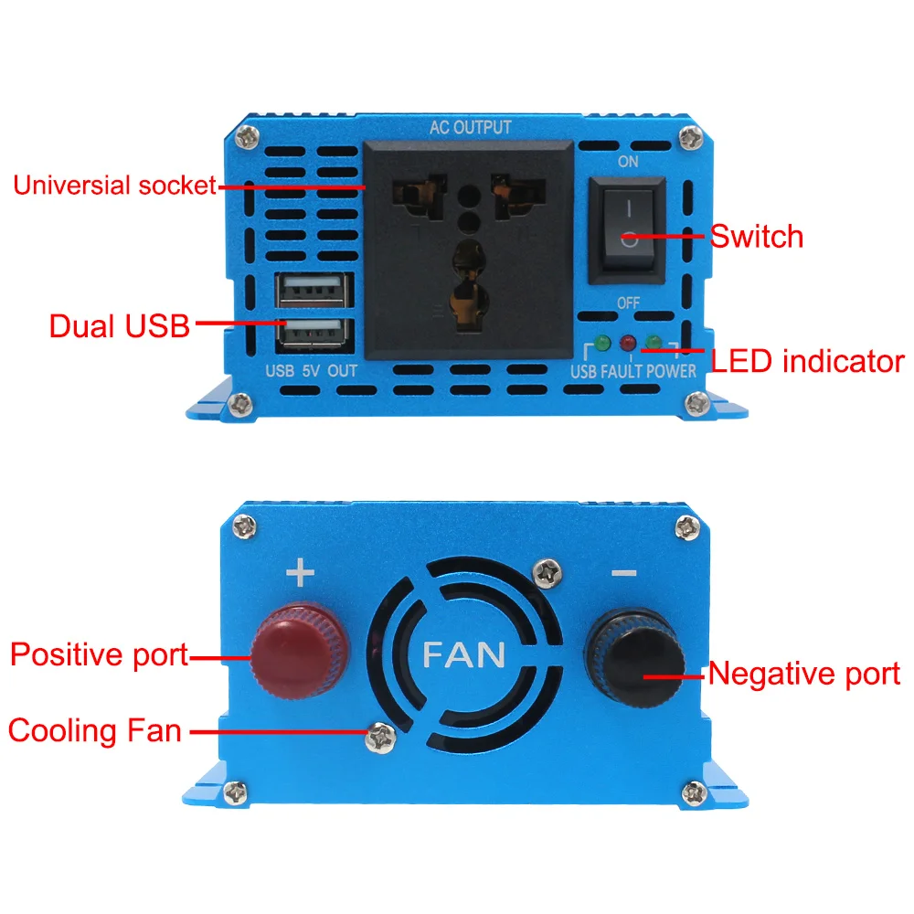 $59.99 2000W Pure Sine Wave Inverter DC 12V/24V to AC 220V 230V 50Hz/60Hz Voltage Transfer Solar Power Converter Universal Socket
