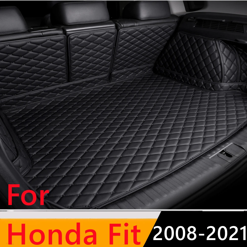 

Sinjayer Waterproof Highly Covered Car Trunk Mat Tail Boot Pad Carpet Cover High Side Cargo Liner For Honda FIT 2008 2009-2021