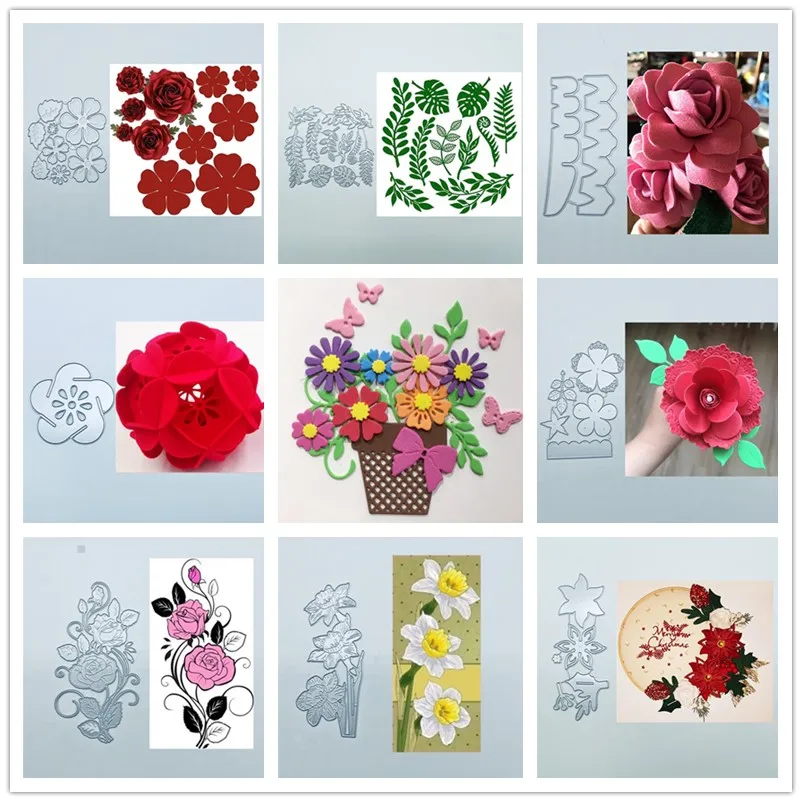 Новые металлические штампы с цветами и листьями трафареты для фотоальбома