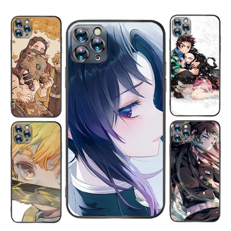 

Cartoon Demon Slayer Japan Anime Phone Case For iPhone X XS XR MAX Funda Cellphone Mobilephone Smartphones Luxury Brand