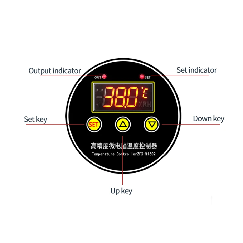 

High Precision Microcomputer Temperature Controller Circular Digital Display Thermostat Round Digital Embedded