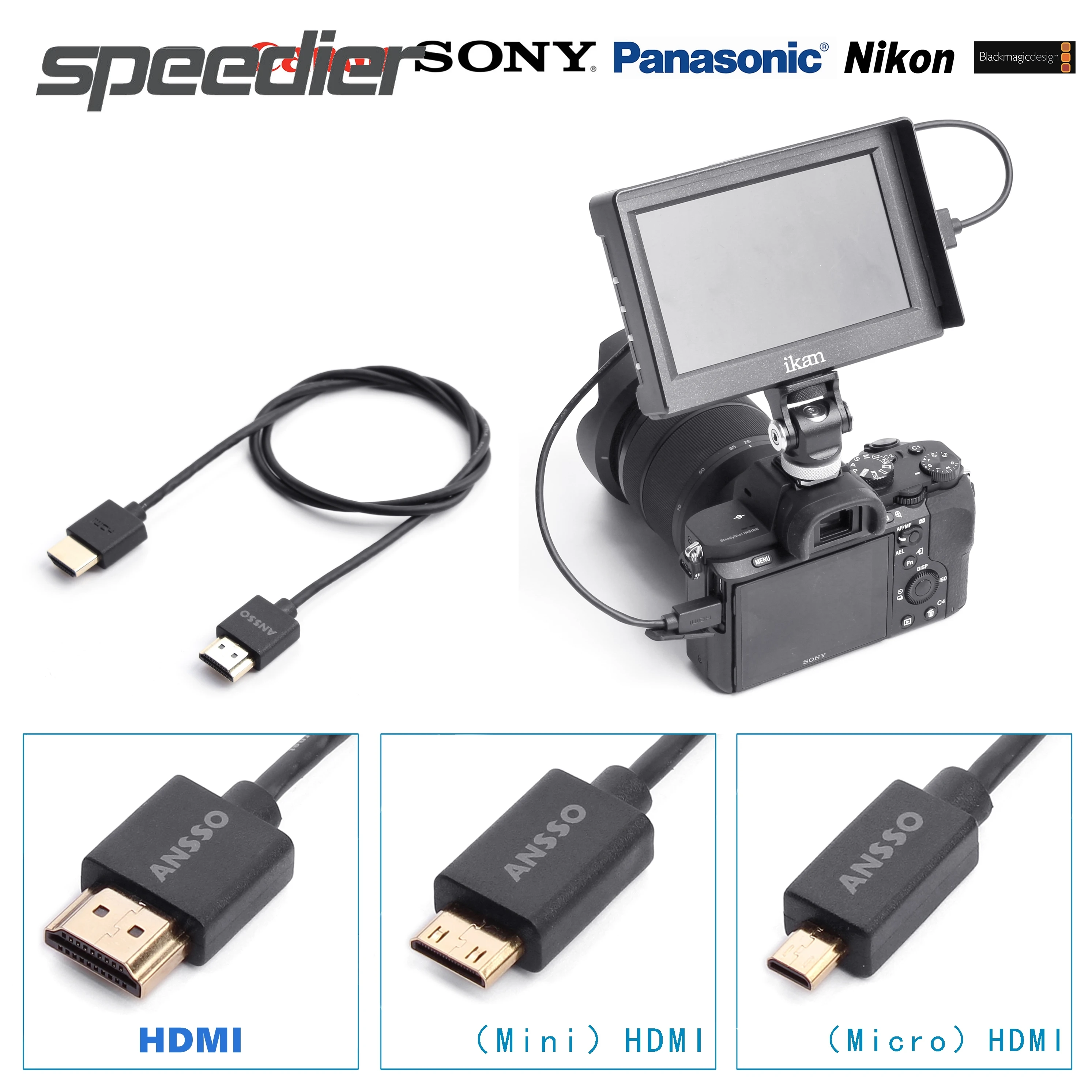 HDMI-compatible Very Super Flexible Cable 4K60P Mini Micro Digital Single Lens Reflex 18Gbps HDR  Recorder HDMI19+1 Ultra Slim