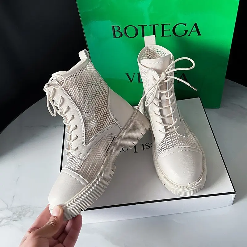 

Sandal women spring/summer 2021 new leather mesh cold boots Korean edition fashion thick soled Martin boots ankle boots women