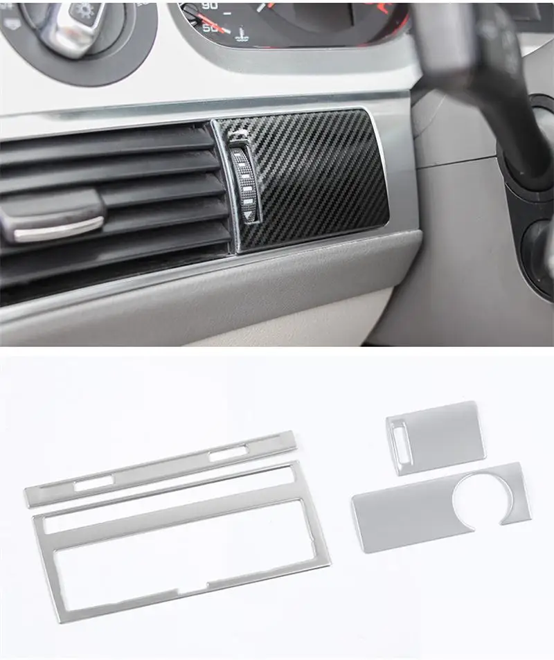 Car Styling For Audi A6 C5 C6 Dashboard Keyhole Decorative Frame Air Vents Panel Covers Carbon Fiber Stickers Trim Accessories